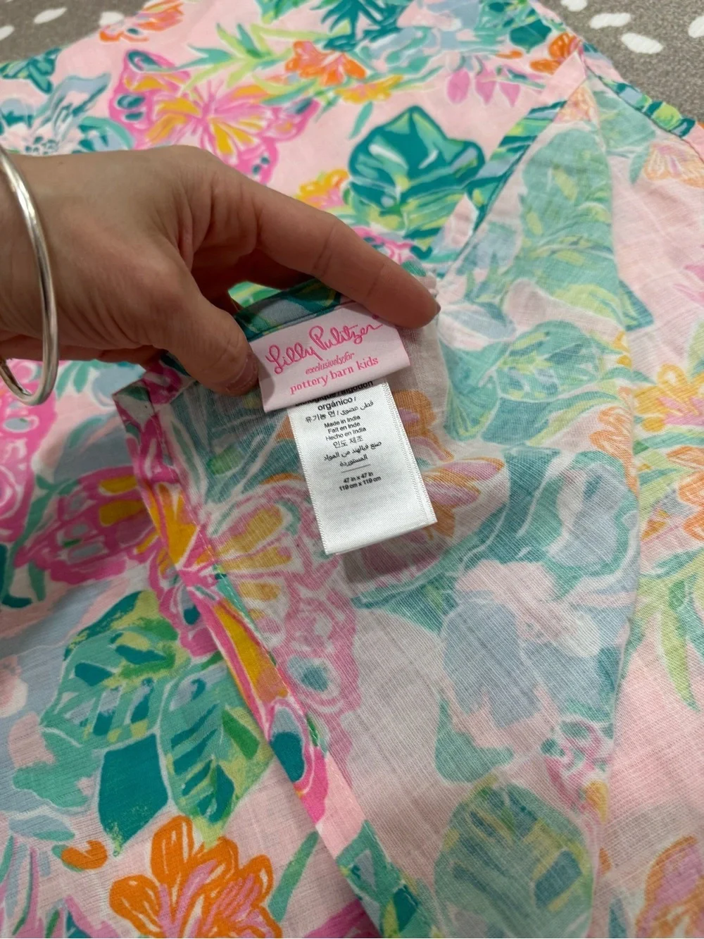 Pottery Barn Kids x Lilly Pulitzer blanket swaddle Isle Be Back cotton baby girl